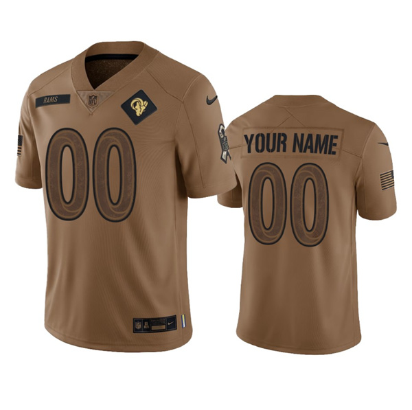 Men's Los Angeles Rams Active Player Custom 2023 Brown Salute To Setvice Limited Football Stitched Jersey - Click Image to Close